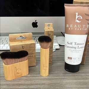 Beauty by Earth Self Tanner Tanning Lotion with Brush Set Fair to Medium